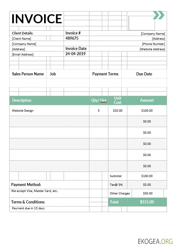 Modèle de facture de services informatiques 2 template Modèle de facture de services informatiques 2 template